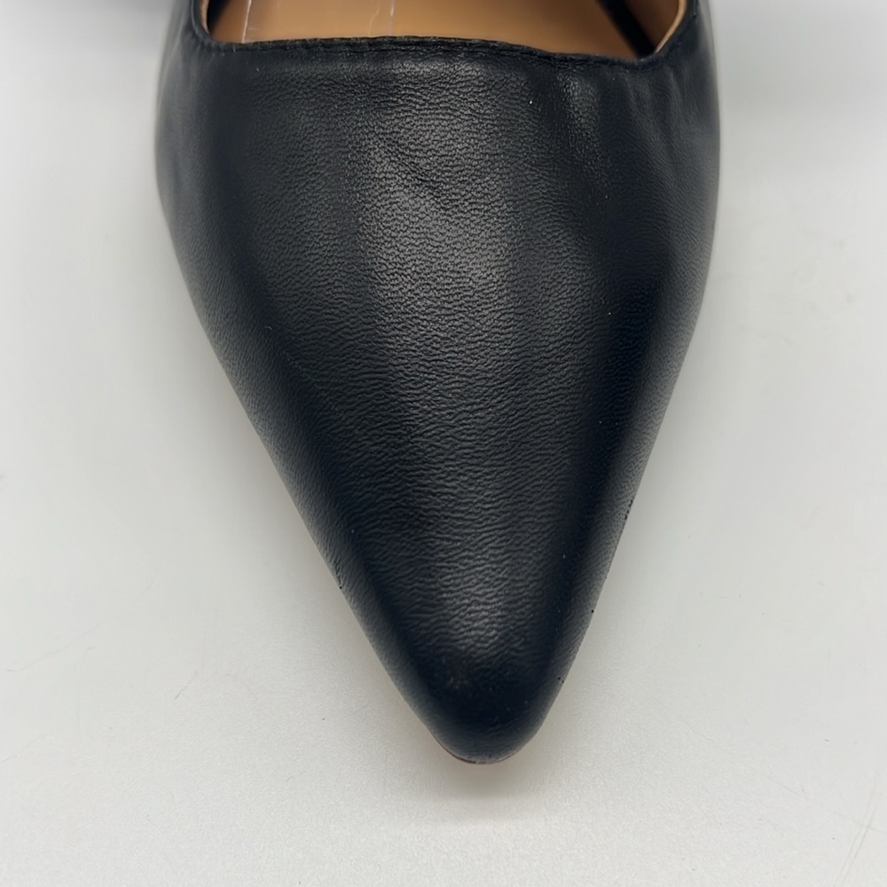 Bill Blass - Sabrina Black Leather Pointed Toe Bow Slip On Lightweight Flats 10 - Picture 4 of 15